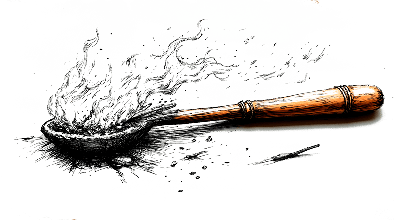 Imagen de una cuchara ardiendo
