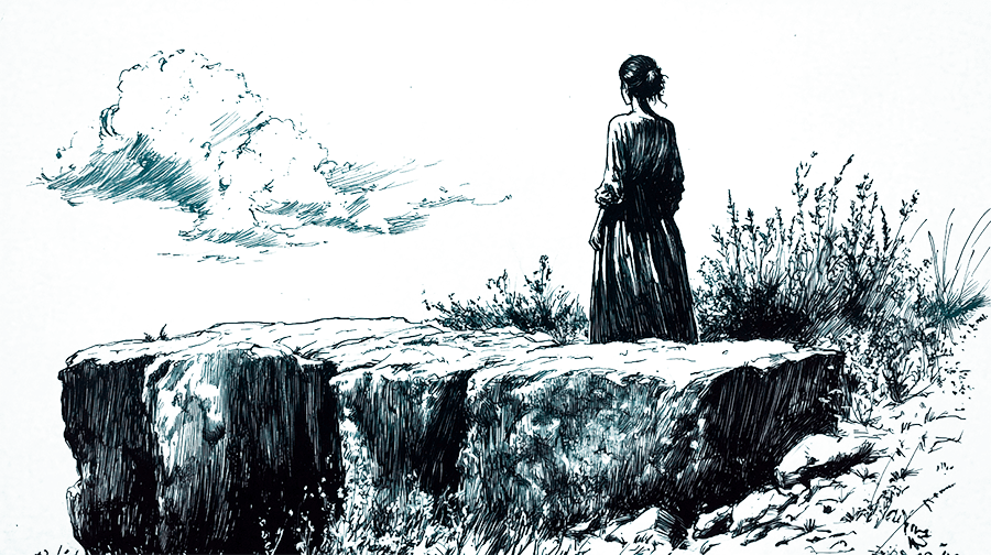 imagen de un María en un dibujo en blanco y negro
