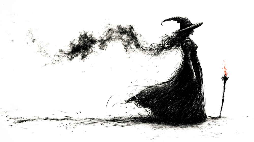 Ilustración de una bruja de dibujos