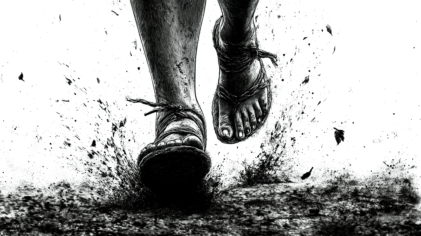 Imagen de los pies de María corriendo